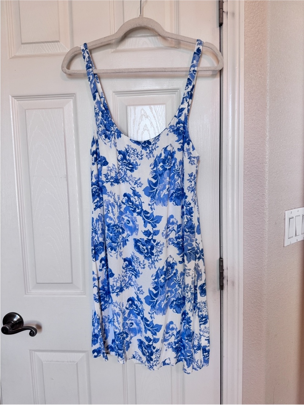 Reformation White & Blue Floral Slip Dress